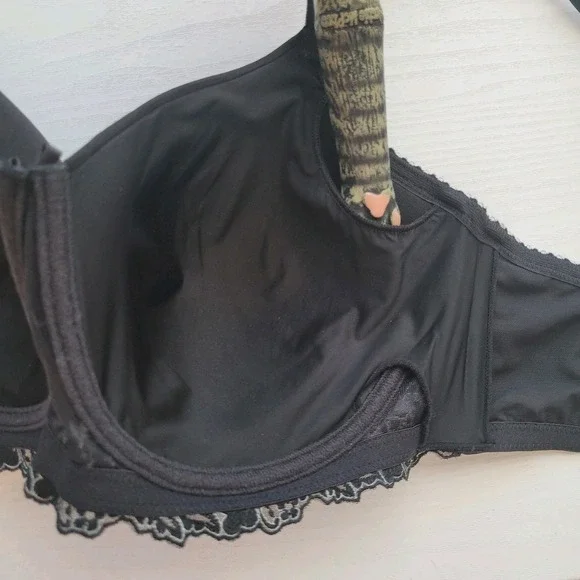 Amoena 38D Arielle SB 44557 Mastectomy Pocker Bra Black White Soft No Underwire - Picture 11 of 14